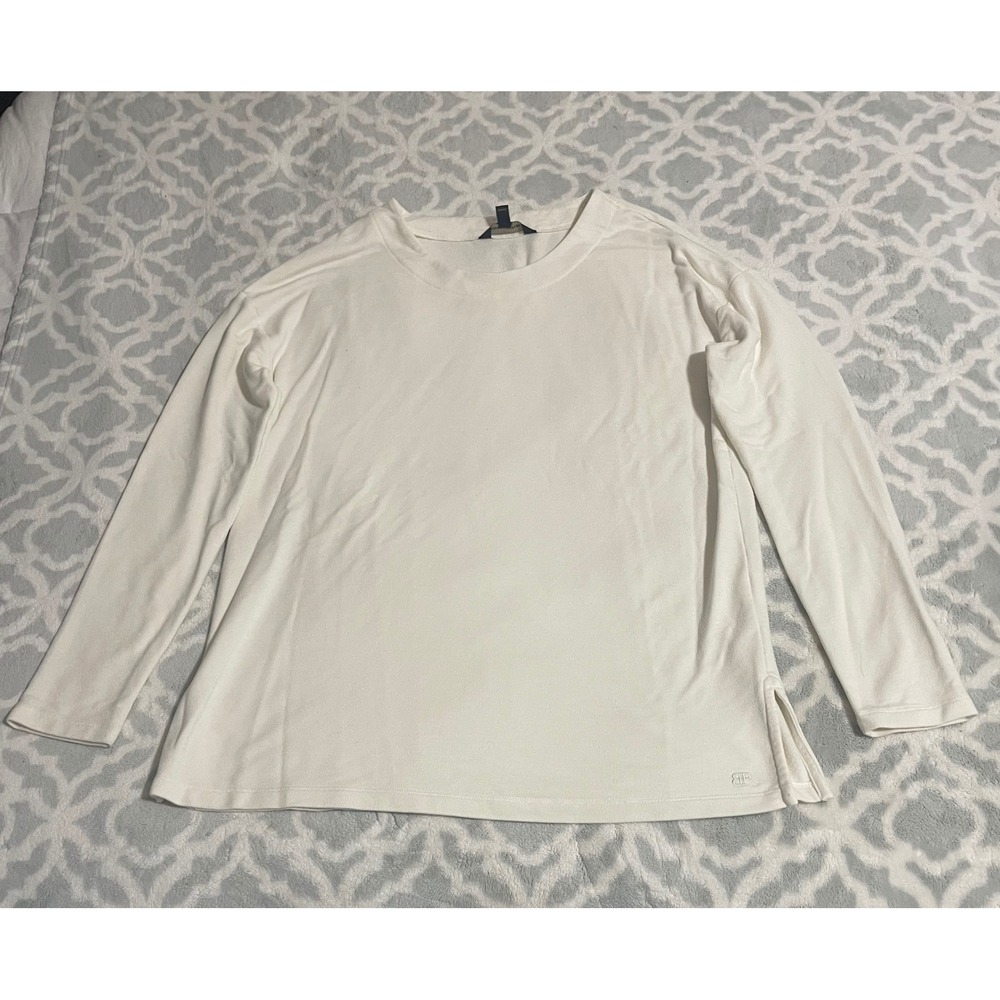 Banana Republic Mens Cream Long Sleeve Crew Neck Relaxed Fit Top Medium